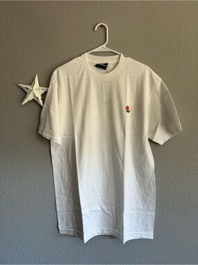 The Hundreds x Rosewood LA White Short Sleeve Tee with Small Red Rose
